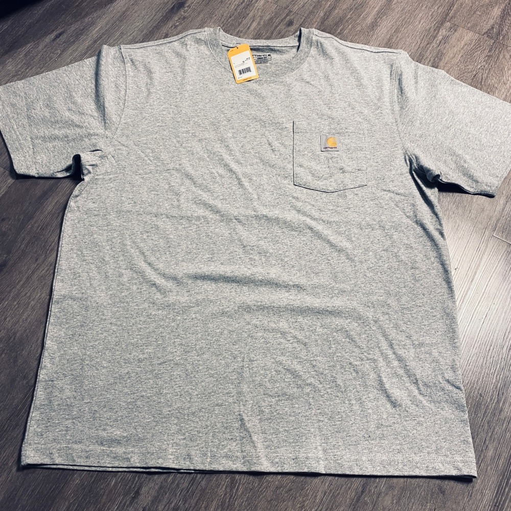 Carhartt Mens K87 Loose Fit Heavyweight Pocket T-Shirt Heather Gray L New